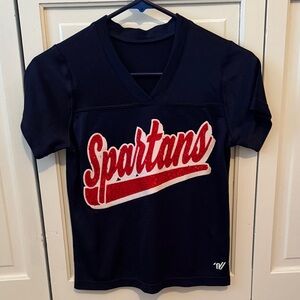 Cheer Poms Dance Spartans Kids Navy Jersey